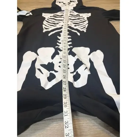Tipsy Elves Men's Skeleton Hooded Onesie Large Costume Full Zip Pajamas Fleece - Picture 9 of 11